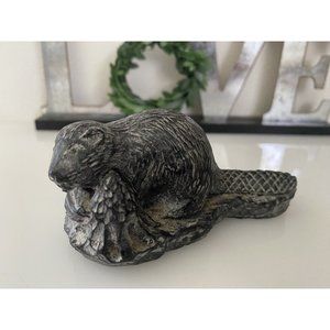 Vintage Wolf Original Sculpture The Beaver‎ Black Carved Soapstone Inuit Canada